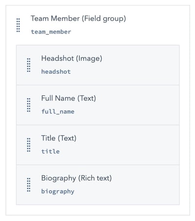 Screenshot of field group