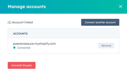 Add multiple Shopify accounts window