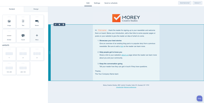 Screenshot of HubSpot Email Drag & Drop Builder