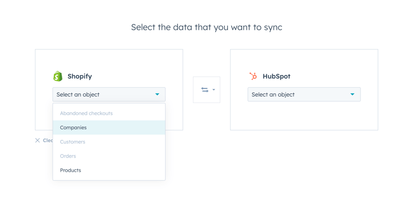 Bidirectional HubSpot Shopify Sync Menu