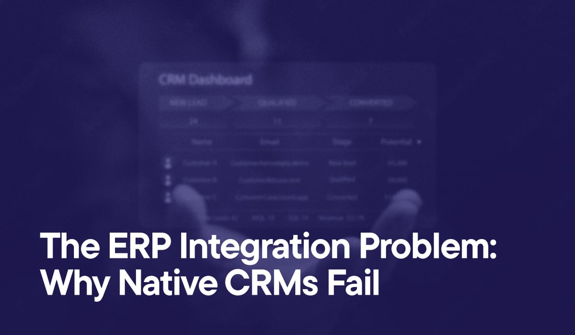 CRM dashboard blurred with text - The ERP Integration Problem Why Native CRMs Fail