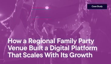 How a Regional Family Party Venue Built a Digital Platform That Scales With Its Growth overlayed on an images of kids dancing at a party.