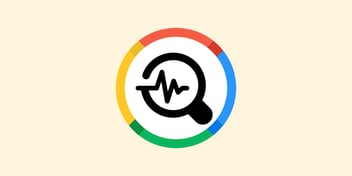 Illustration of a magnifying glass with a chart inside of it. A red, yellow, blue and green circle surrounds it; Google Search update concept.