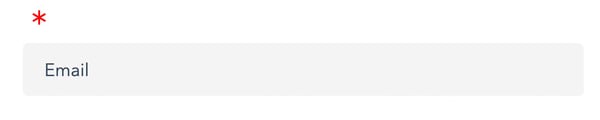 Screenshot of email form field with red floating asterisk above field