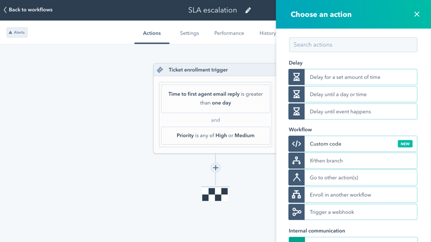 programmable automation screenshot of automation tool in HubSpot with multiple automation steps implemented