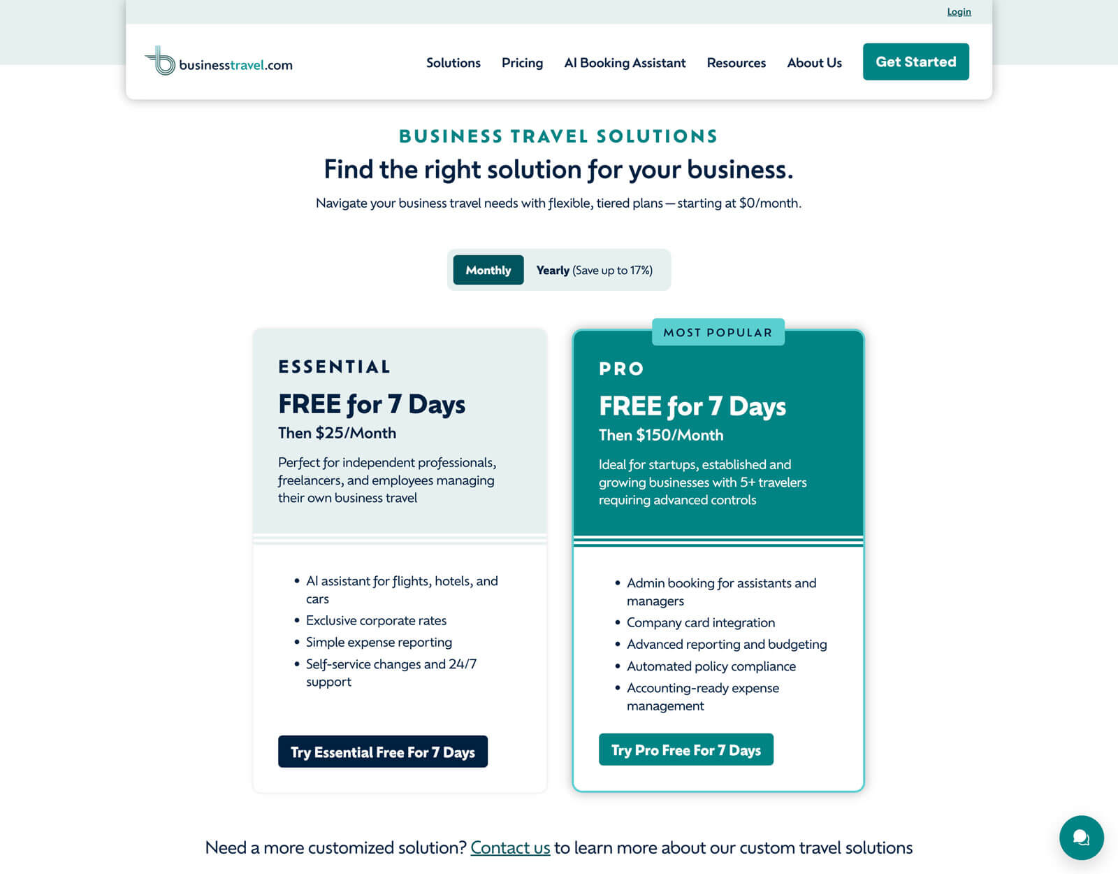 businesstravel.com pricing