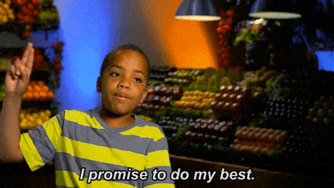 A little boy saying, I promise to do my best.