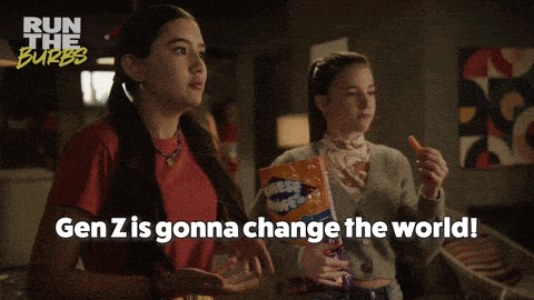 A young girl saying 'Gen Z is gonna change the world.'