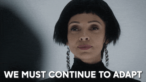 Woman saying 'We must continue to adapt'