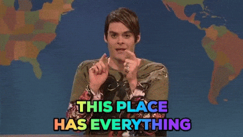 Bill Hader as Stefan on SNL saying, 'This place has everything.'