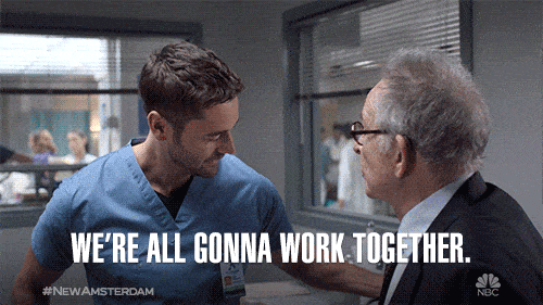 Max from New Amsterdam saying, 'We're all gonna work together.'