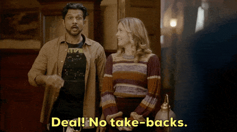 Jay from Ghosts saying 'Deal, no take-backs.'