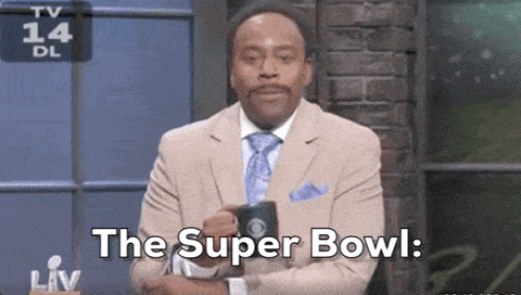 Keenan Thompson in character on SNL saying 'The Super Bowl, 4 hours of television for 11 minutes of action.'