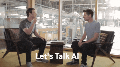 Mark Zuckerberg talking to Sam Altman saying, 'Let's Talk AI'