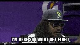 Marshawn Lynch saying, 'I'm here so I don't get fined.'