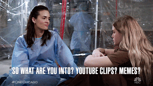 Natalie from Chicao Med talking to a young patient saying, 'So what are you into, YouTube clips, memes?'