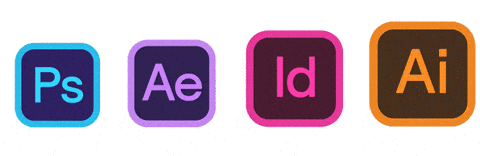 Photoshop, After Effects, InDesign and Illustrator Icons