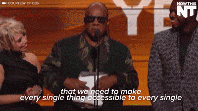 Stevie Wonder saying, 'We need to make every single thing accessible to every single person'