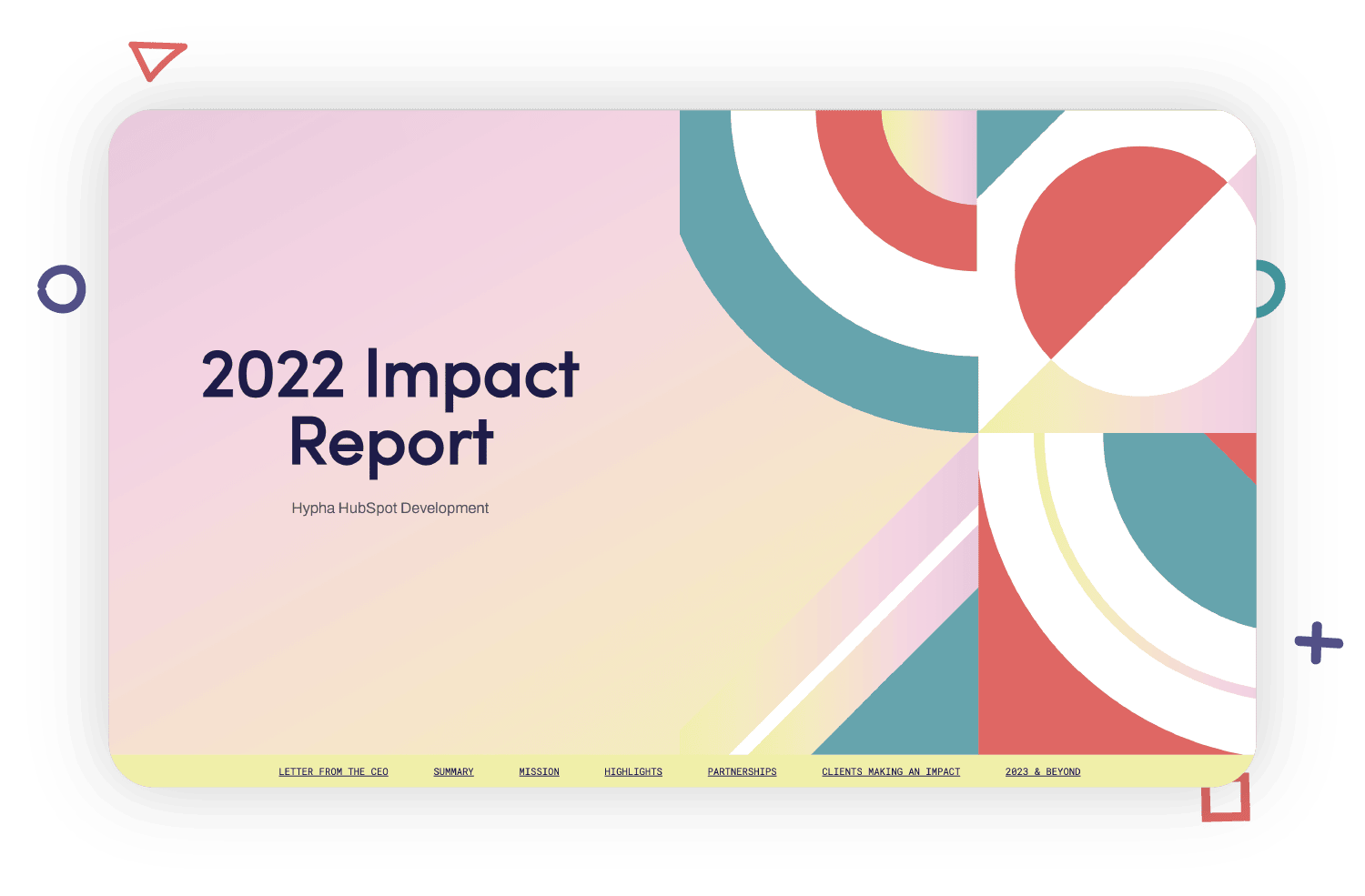 Decorative Impact Report screenshot with abstract shapes