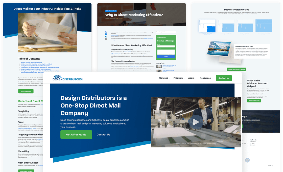 Design Distributors screenshots of interior pages