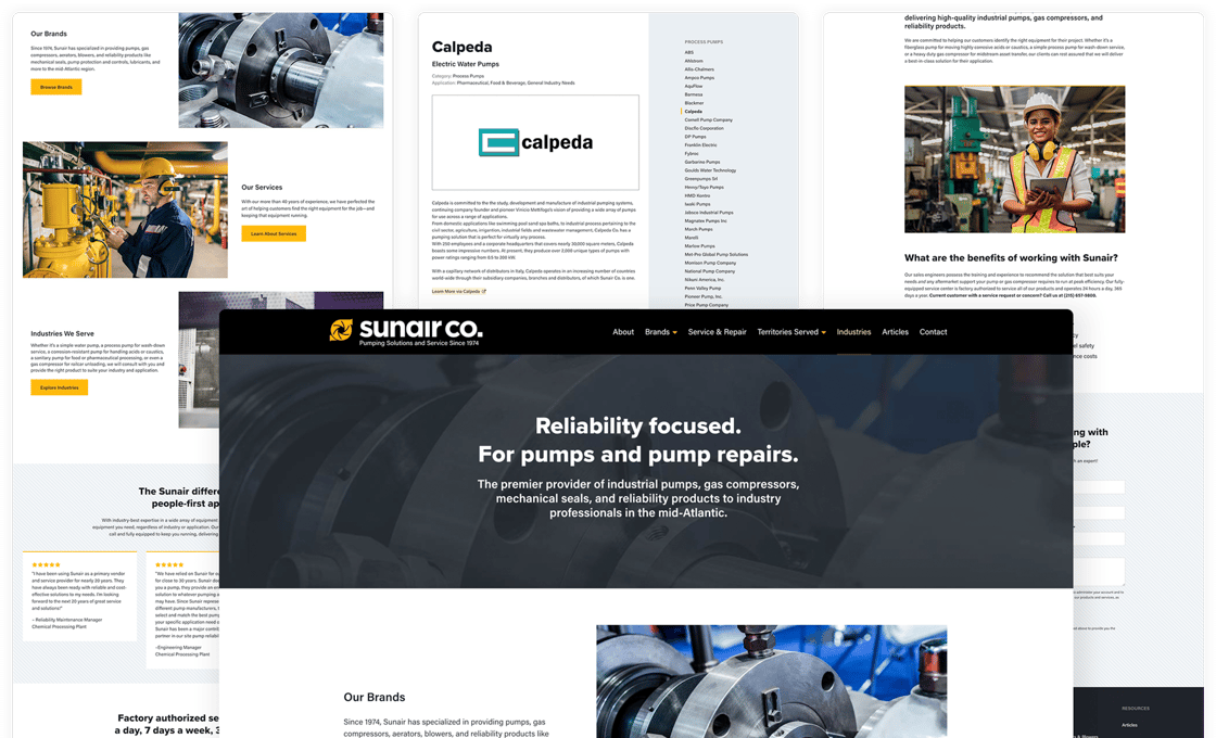Screenshots of the Sunair Website