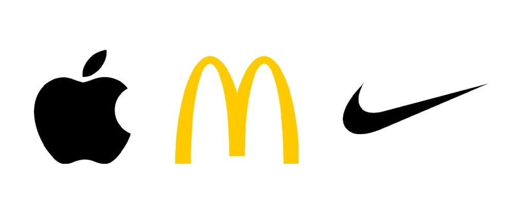 Apple, McDonalds, and Nike logos, respectively
