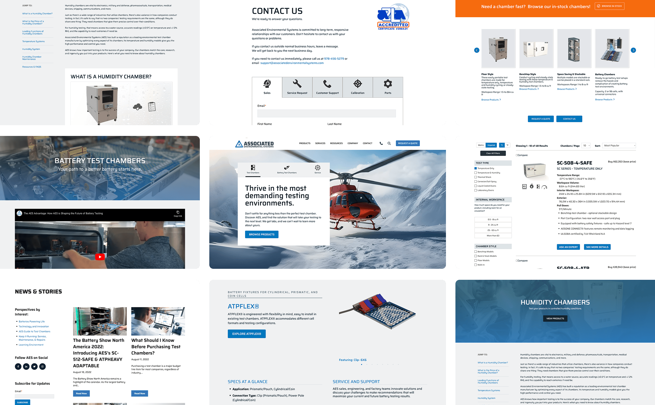 various screenshots of images from Associated Environmental Systems website