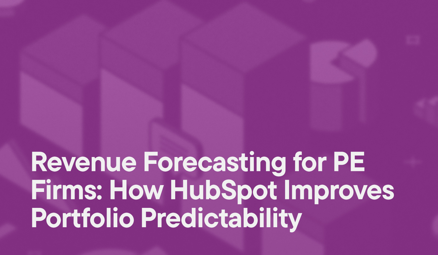 Chart illustration with pink overlay and text - Revenue Forecasting for PE Firms: How HubSpot Improves Portfolio Predictability