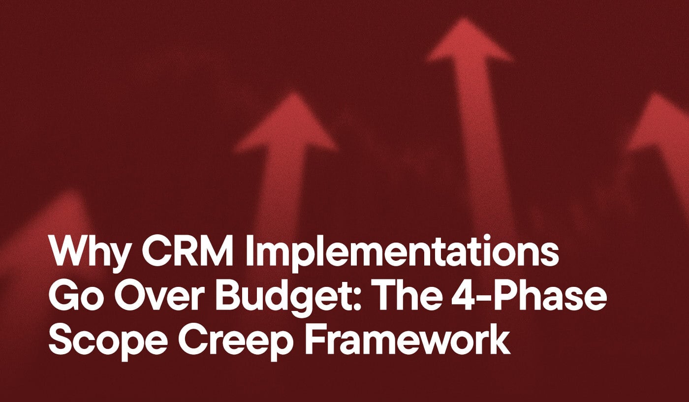 Arrows facing up blurred with text - Why CRM Implementations Go Over Budget: The 4-Phase Scope Creep Framework