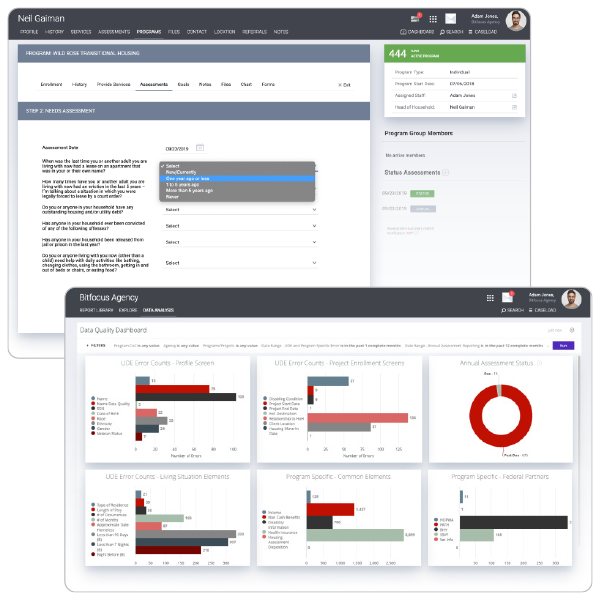 Screenshots of BitFocus' platform dashboards