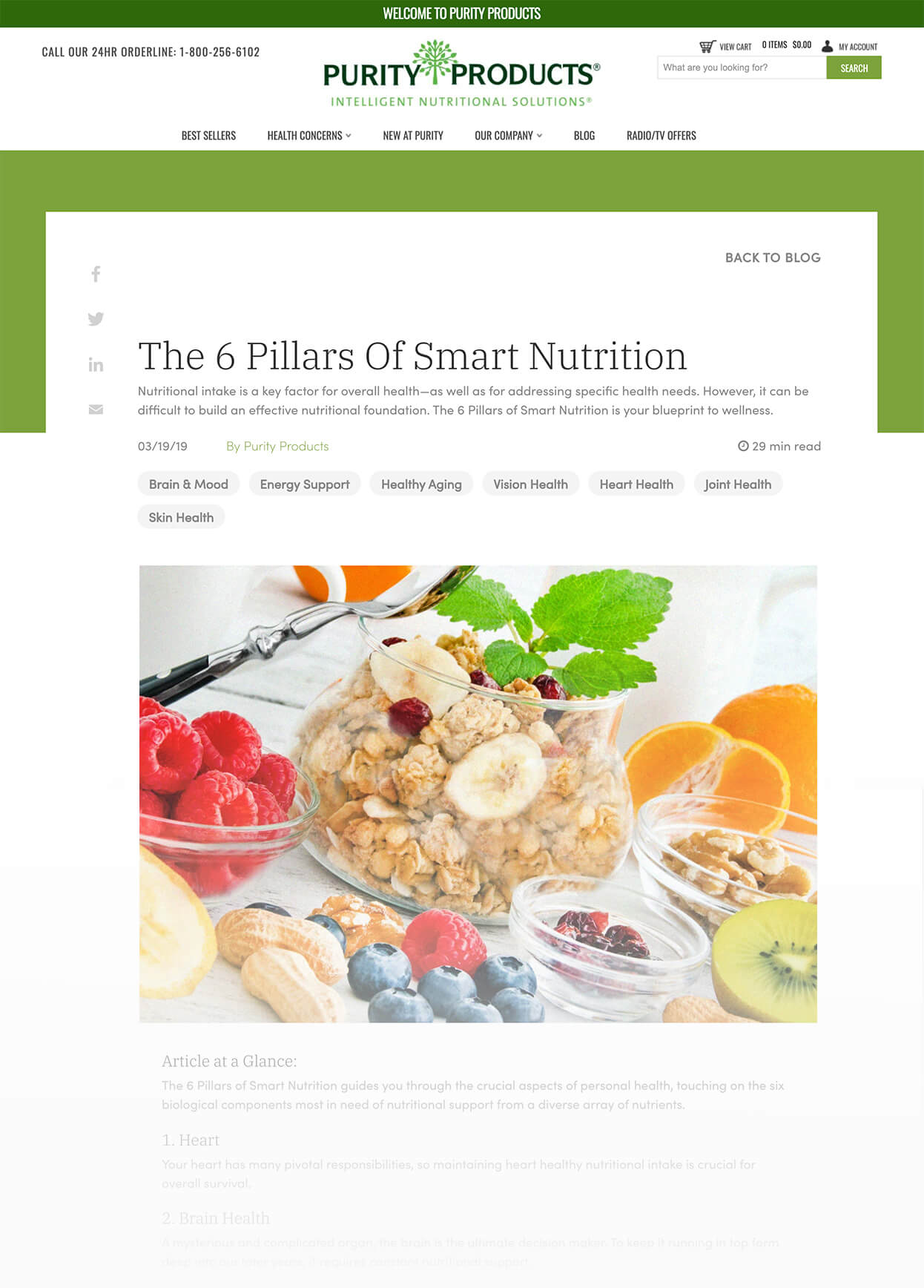 Screenshot of Purity Products The 6 Pillars Of Smart Nutrition Pillar