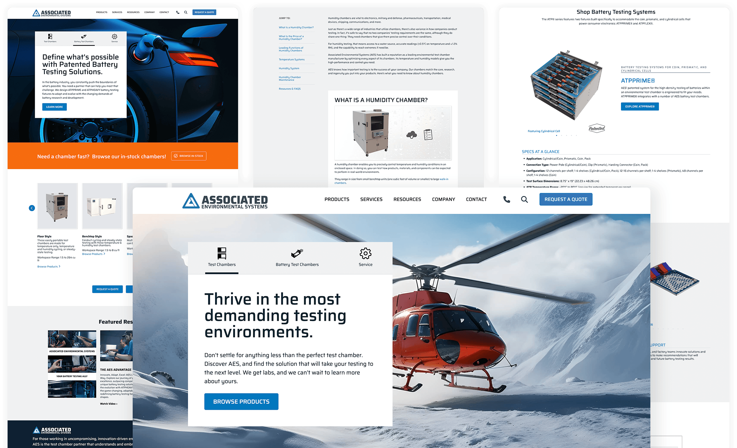 various screenshots of images from Associated Environmental Systems website