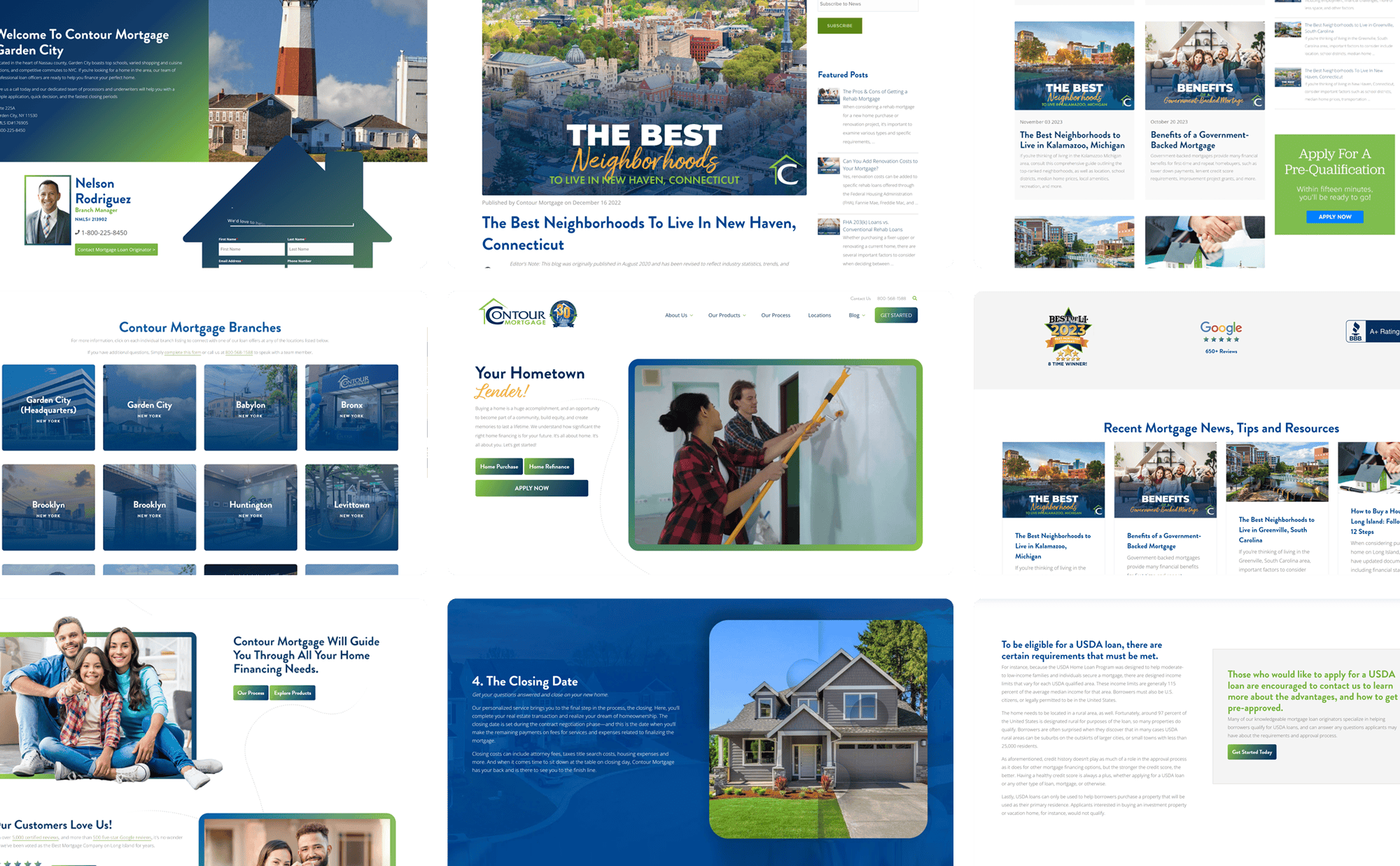 various screenshots of images from Contour Mortgage website