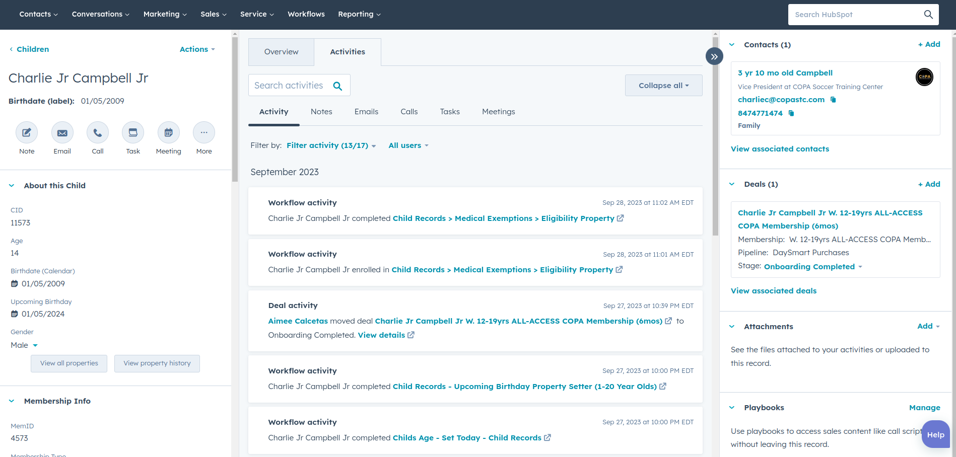 Record View of Children Custom Object in HubSpot CRM