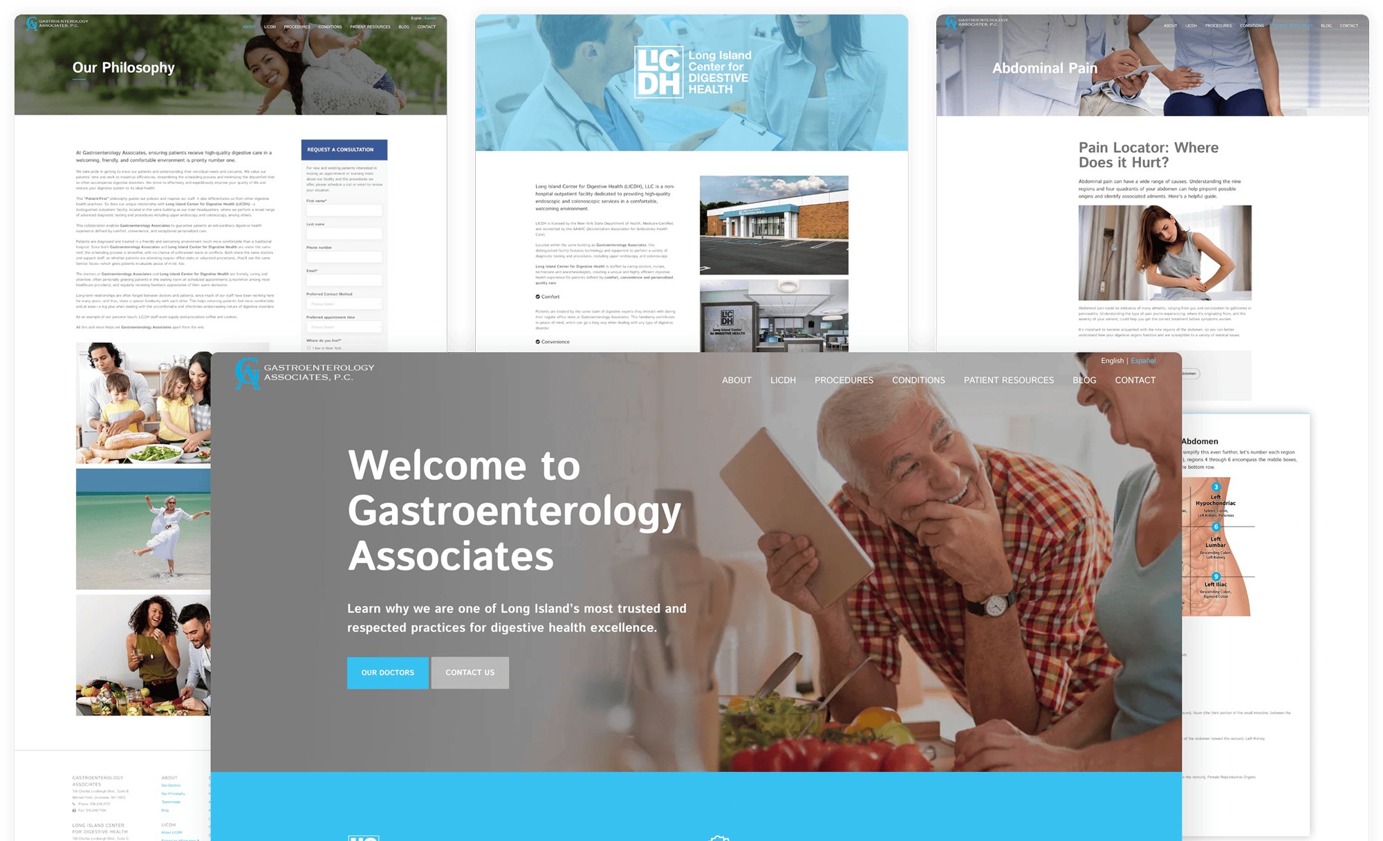various screenshots of images from Gastroenterology Associates website