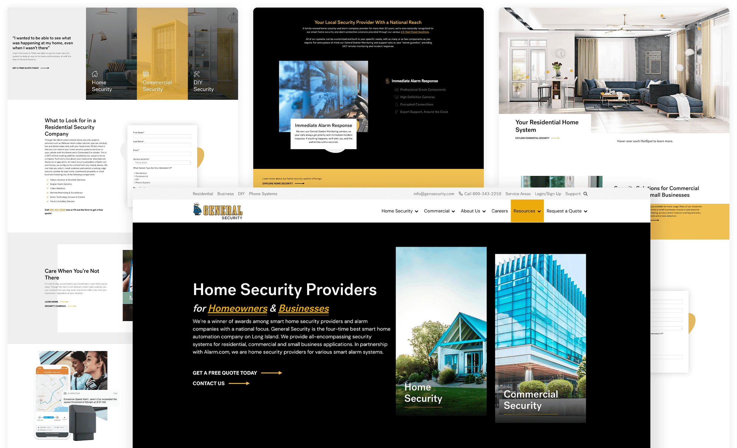 various screenshots of images from General Security website