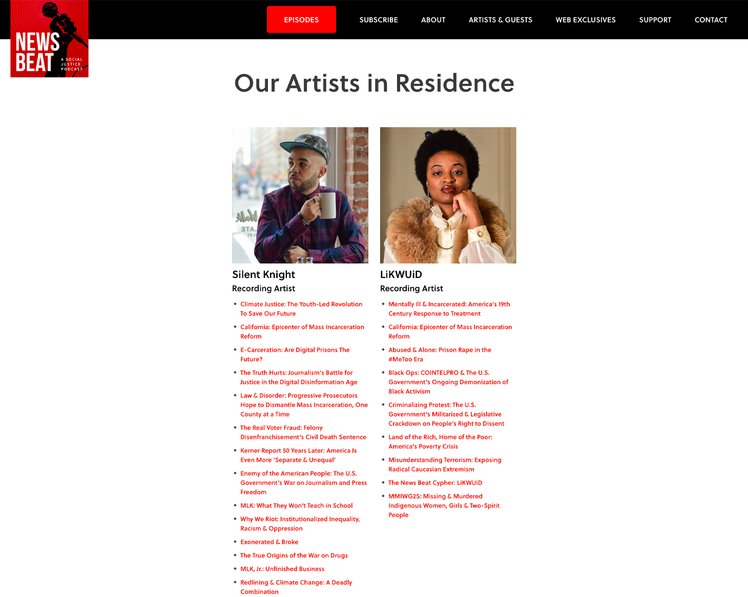 screenshot of Artists in Residence Program image from News Beat website