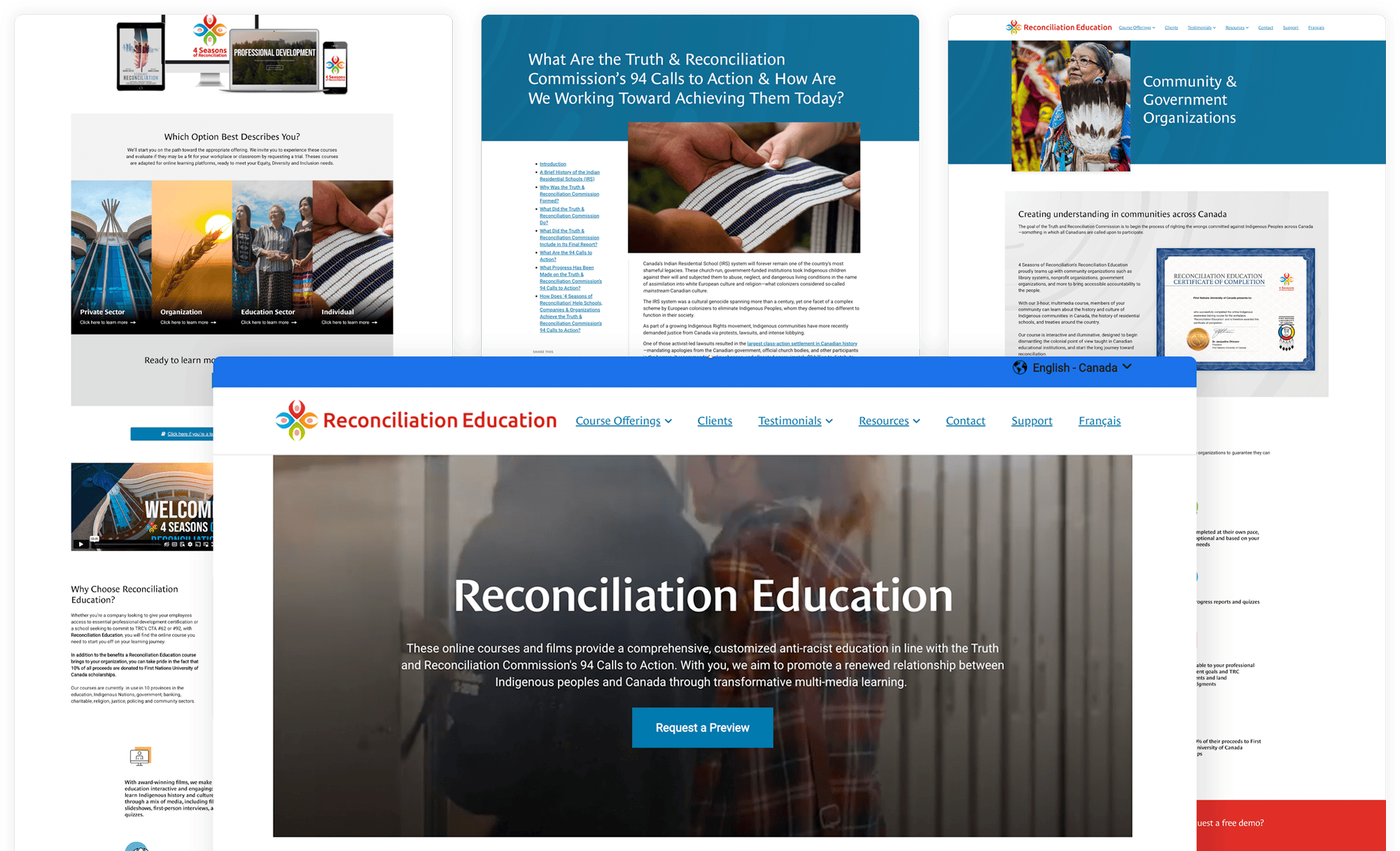 various screenshots of images from Reconciliation Education website