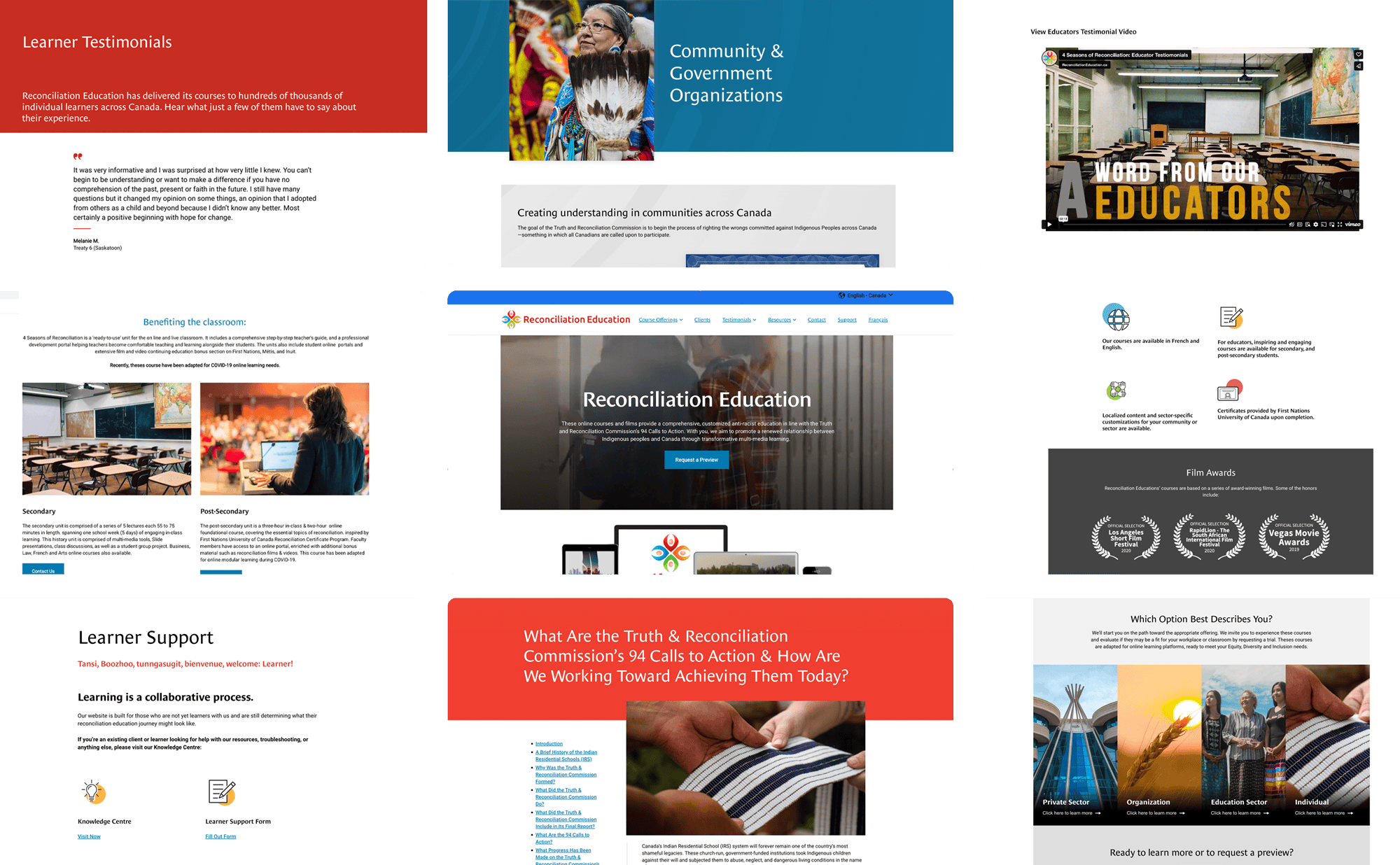 various screenshots of images from Reconciliation Education website